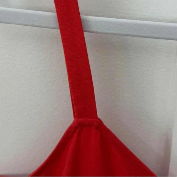 New Loft Red Flounce Dress Red Button Down Sleeveless Ruffle Cotton XL NWT - Picture 3 of 13